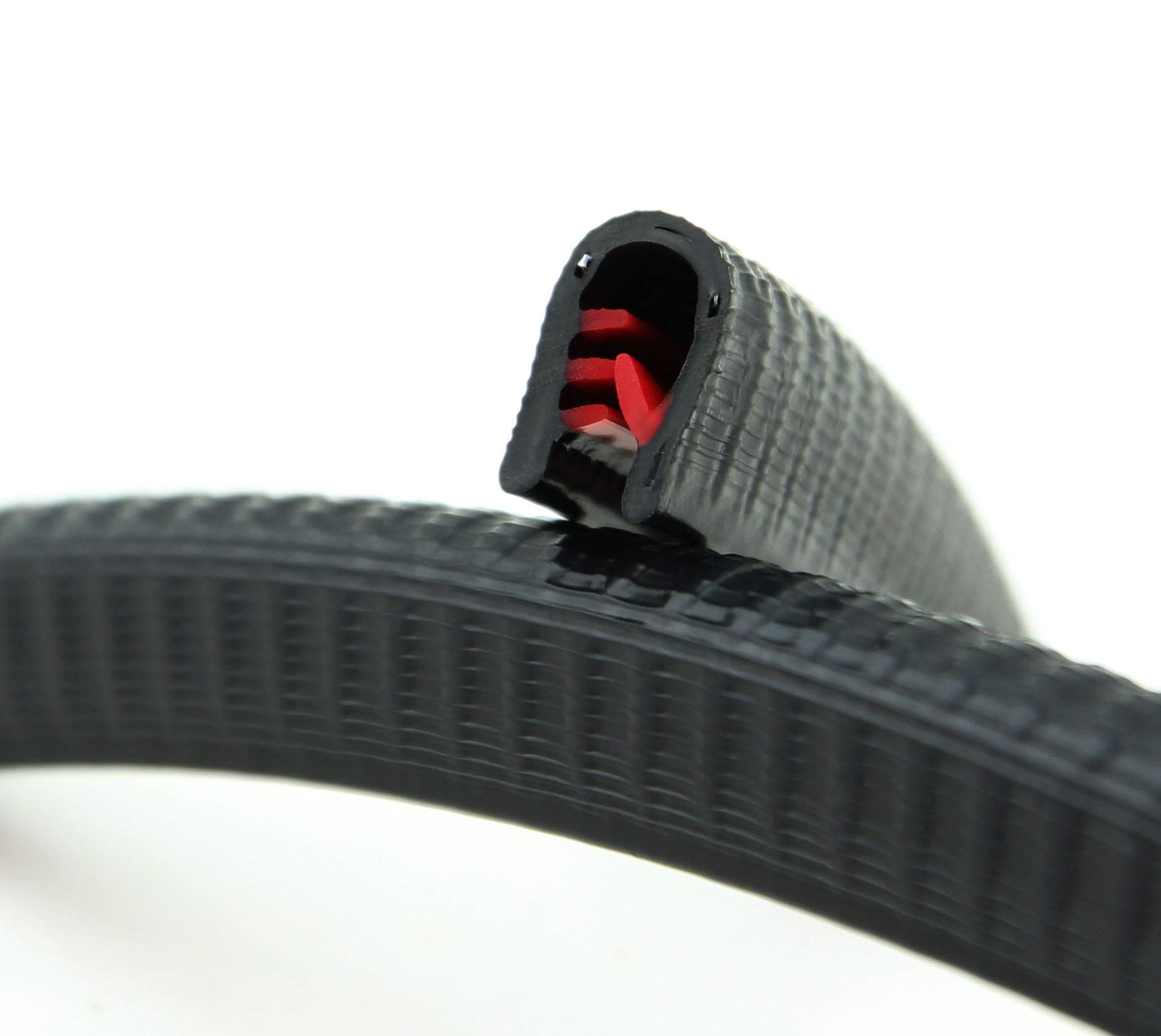 SMI-Kantenschutzprofil KS3-6S für 3-6mm PVC mit Stahleinlage Schwarz selbstklemmend ohne Kleber - Kantenschutz, Kederprofil, Kantenprofil, Kantenschutzleiste für Autotüren, Bleche (50 m)