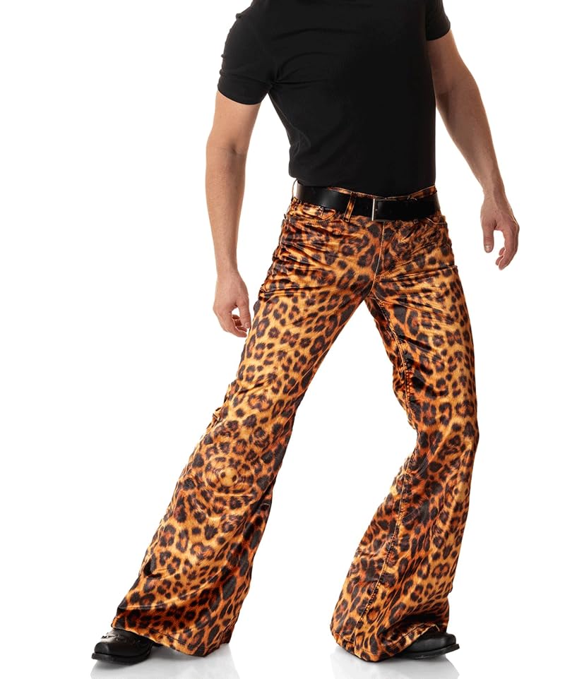 Image of Men's Velvet Relaxed Vintage 60s 70s Bell Bottom Stretch Fit Classic Comfort Flared Flares Retro Leg Disco Pants