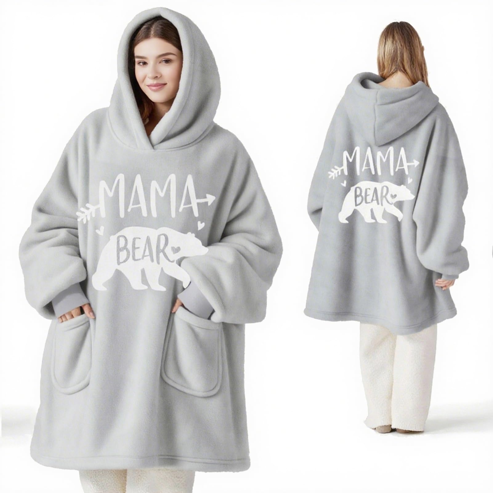 Oversized Hoodie Decke, Geschenk für Mama, Mama Bear Tragbare Decken