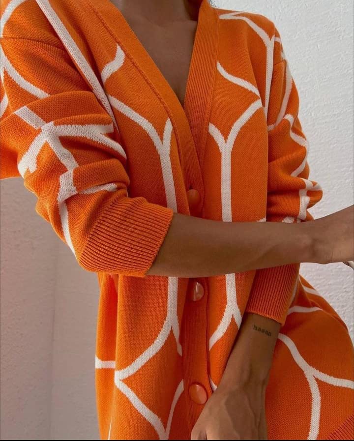 2K Women Long Sleeve Knit Losse Cardigan V-Neck Sweater Aesthetic Color Blocked Open Front Coat Cottagecore Outfits2