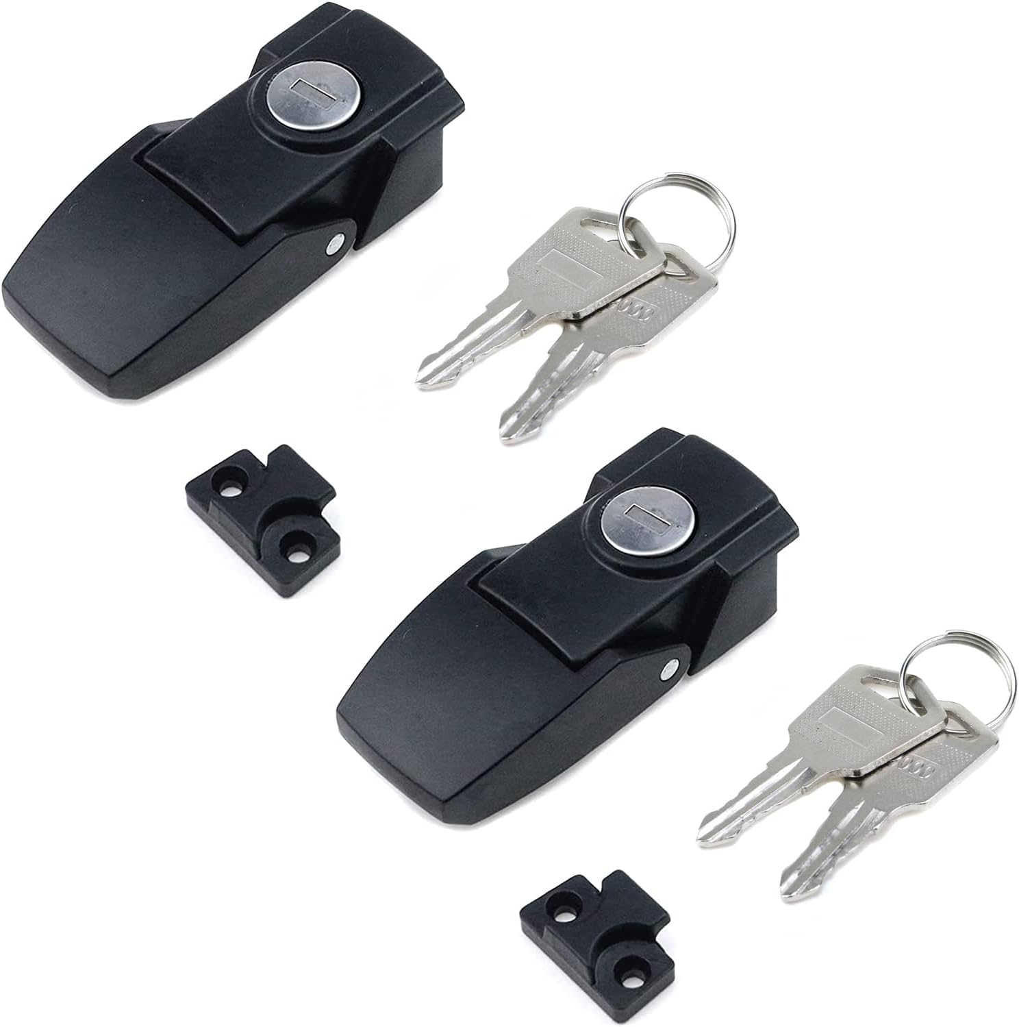 MY MIRONEY 2 Sets 2.99" Concealed Toggle Latch Black Spring Loaded Toggle Clamps Lock Zinc Alloy Draw Buckle Latches Hasp with Keys and Screws for Cabinet, Case, Tool Box