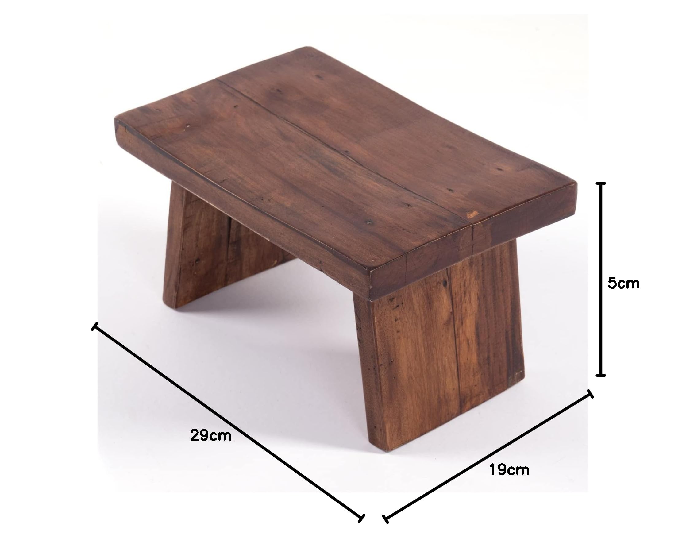 Repose-pieds / Tabouret Ancien En Bois – Fait Main, Art Populaire, 24x18x19 Cm
