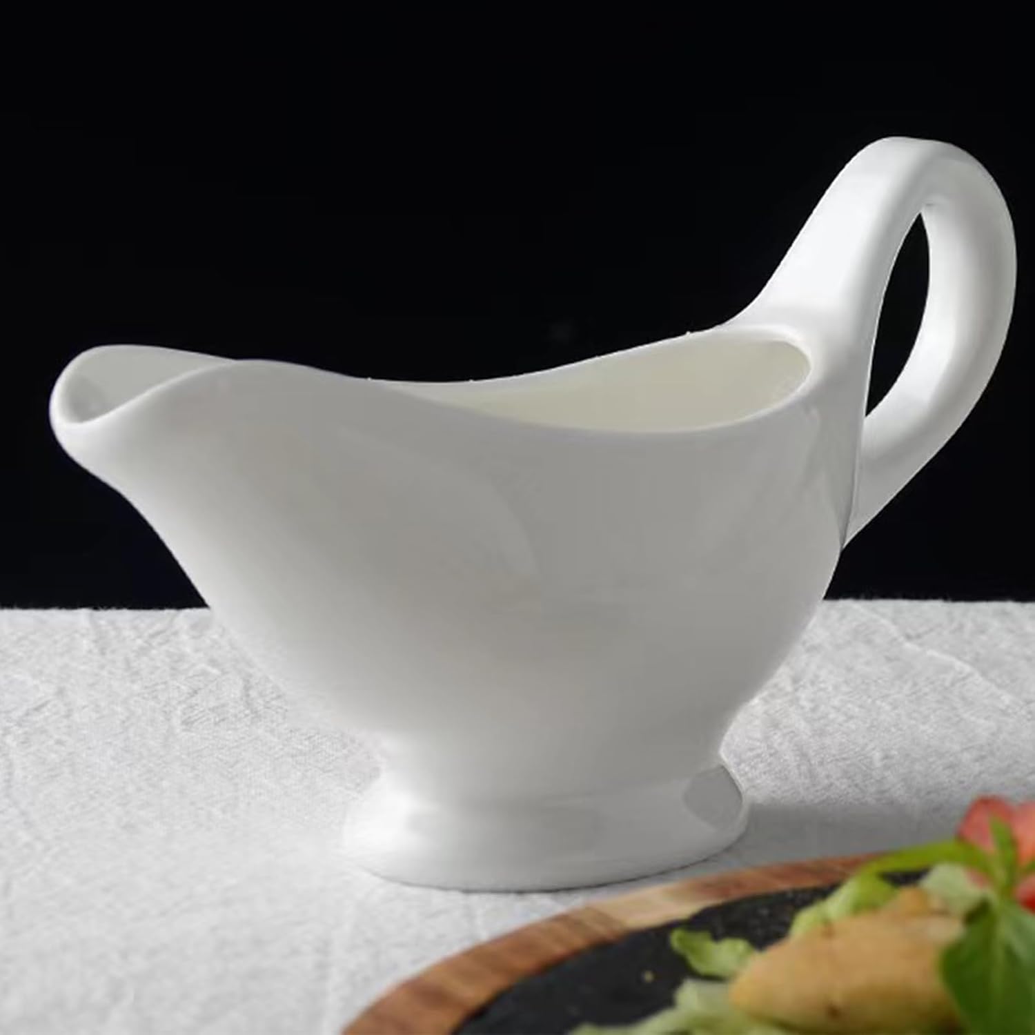Large 15oz Gravy Boat with Handle White Ceramic Sauce Boat