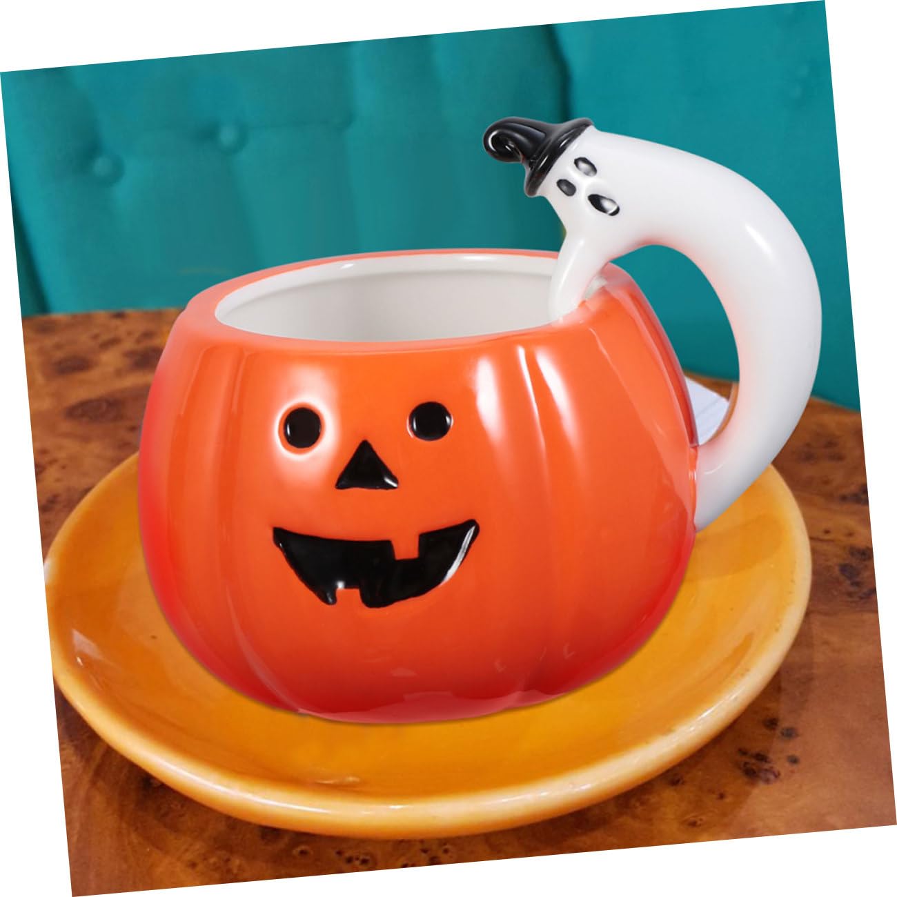 2 Tazas de Cerámica Forma de Calabaza, Tazas Prácticas para Halloween y Fiestas Decorativas