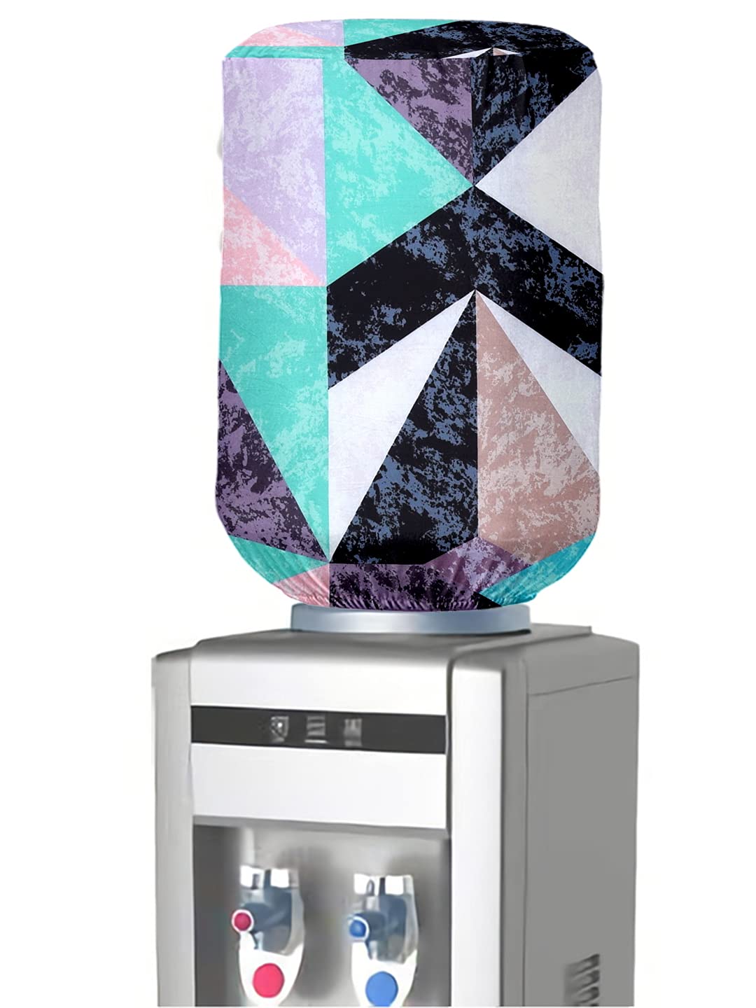 Cortina Geometry Print Dispenser Cover|Water Can Protectors|Elastic Closure | Polyester Material | Digitally Printed | Heat Resistant | Water-Proof | 45cm x 42cm x 43cm | 20 Liters | Orange