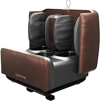 Lifelong 2 in 1 Foot & Leg Massager Machine & Foldable Ottoman Rest for Home-Pain Relief Massage for Legs-Heat + Rolling,Kneading,Shiatsu,Vibration & Air Compression | Ideal for Feet, Ankle & Legs