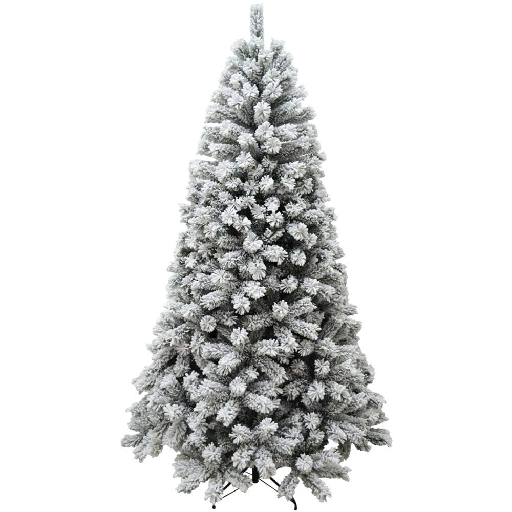 BAKAJI Albero di Natale Royal Super Folto Pino Verde Innevato Base Croce in Ferro Pieghevole Altissima qualità Rami con Neve Facile Montaggio Apertura Ombrello (210 cm)