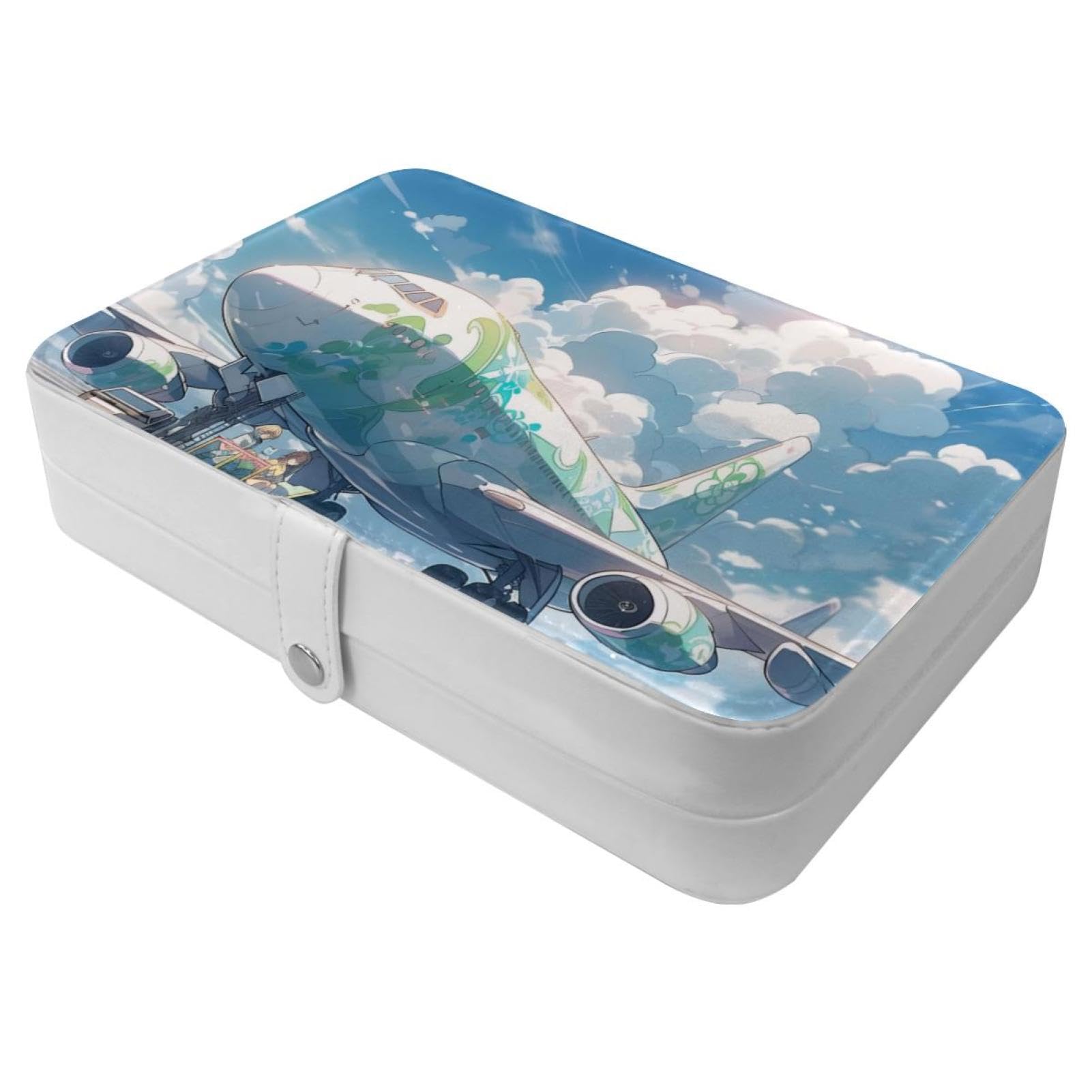 Boîte à bijoux de voyage cadeau fille avec boucle en métal motif avion