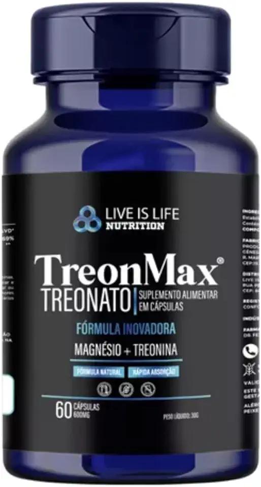Magnesio Treonato 500 Mg 60 Capsulas Puro Original Sem Glutem sem Lactose Formula Natural Magneio+ Ltreonina