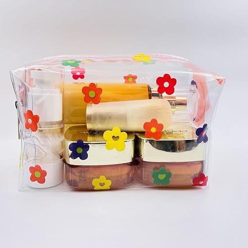 Miniatura 2 de Bonita bolsa de maquillaje transparente de flores, bolsa de cosméticos florales, bolsas de aseo portátiles, con organizador de viaje con cremallera
