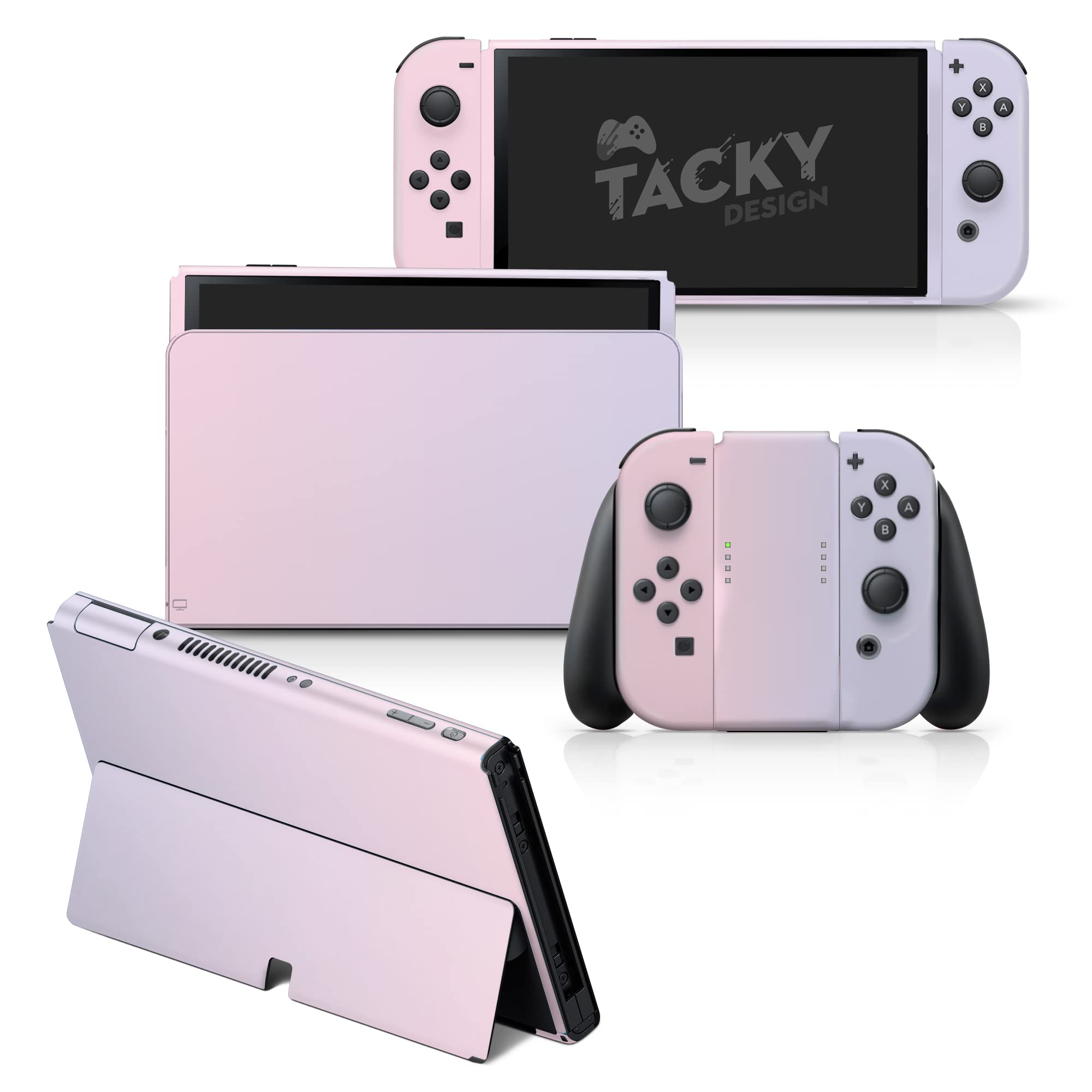 Tacky Design Classic Purple Skin compatibile con Nintendo Switch OLED Skin - Premium Vinyl 3M Tinta Unita Nintendo Switch OLED Adesivi - Switch OLED Skin per Console, Dock, Joy Con - Decal Full Wrap