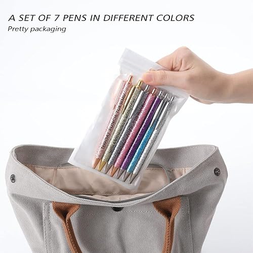 Miniatura 6 de RJDJ Juego de bolígrafos con purpurina de colores para almas sarcásticas, juego de bolígrafos divertidos con purpurina, bolígrafos de palabras