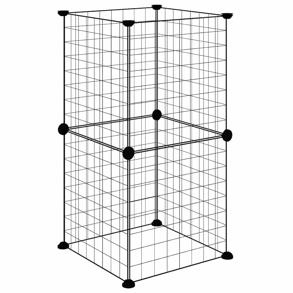 Jaula para mascotas negra de acero con recubrimiento en polvo, paneles de 35 x 35 cm, plegable y segura para conejos, cobayas, hámsters, roedores, cachorros