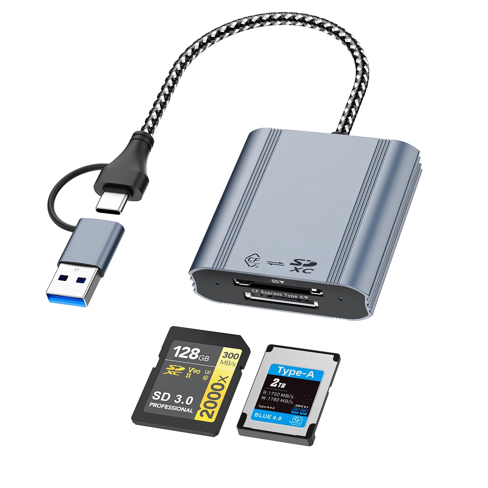 CFexpress Type A & SD Card Reader, USB 3.2 Gen 2 10Gbps Dual Slot, 2-in-1 CF Express Type A Card Adapter, Supports Simultaneous Read/Write for Windows/Mac/iOS/Android/Linux, All-Metal Design-picture-24