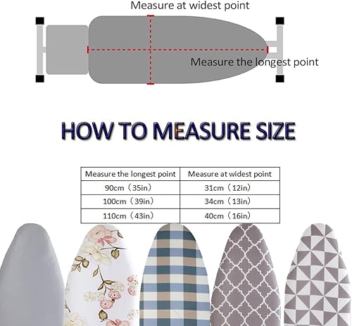 Miniatura 2 de Funda para tabla de planchar, tamaño estándar 12 x 35, 13 x 39, 13 x 43, 15 x 47 pulgadas, funda de hierro natural sin tratar, ajuste con cordón