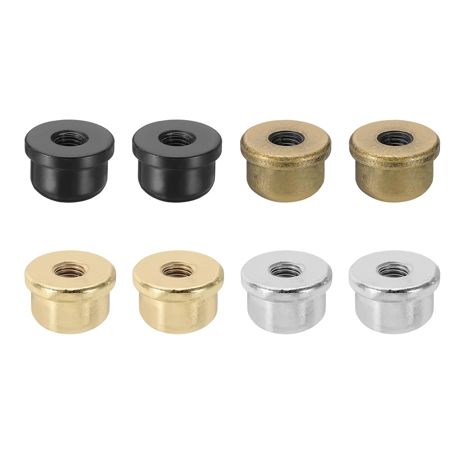 PATIKIL Lamp Finials Caps, 8 Pcs Solid Tapped 1/4-27 Thread for Lamp Shade Holder Harp Top Black/Gold Tone/Nickle Color/Bronze