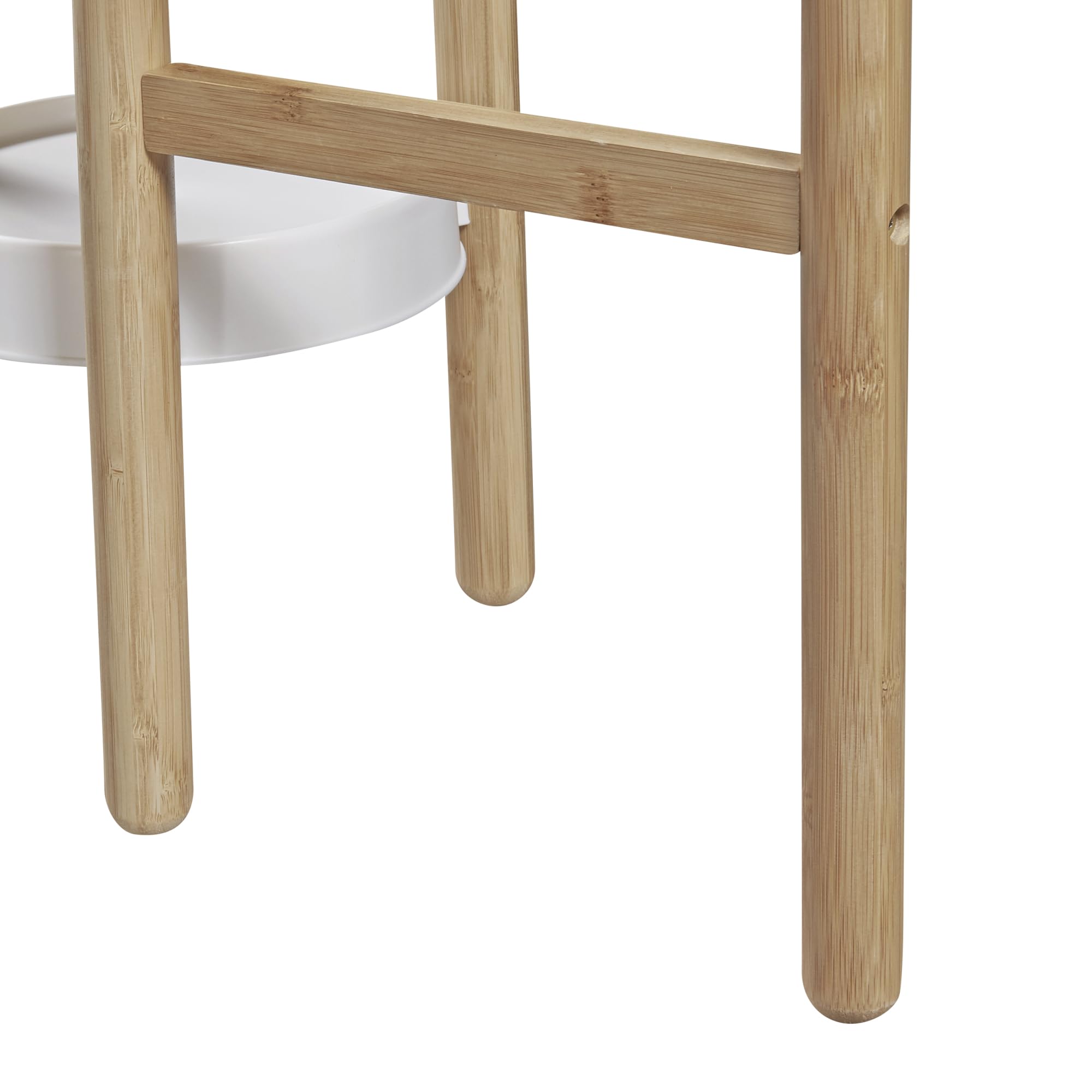 [en.casa] Étagère à Fleurs à 3 Niveaux Porte Plantes pour Intérieur Support Cache-Pots Meuble de Rangement Bambou Plastique 78 x 52 x 25 cm Naturel Blanc