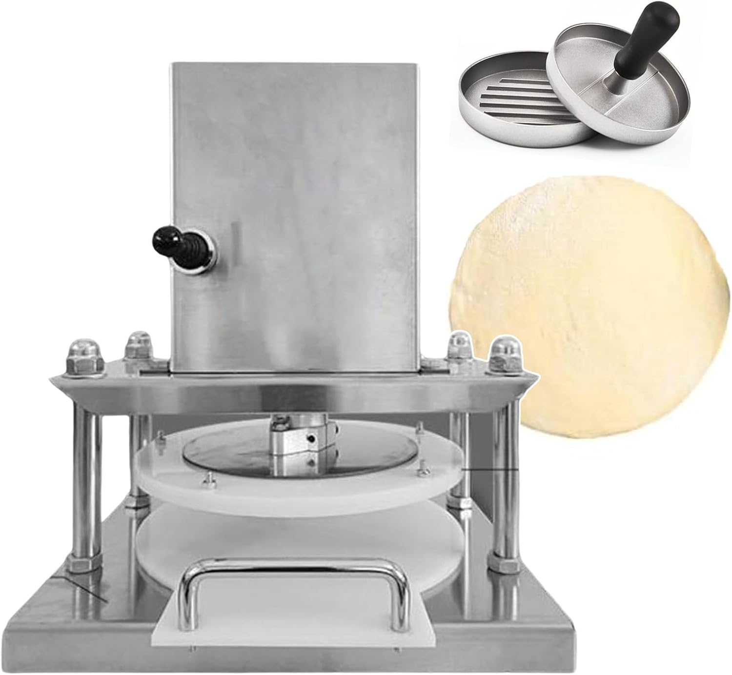 Electric Pizza Dough Press Machine 8.6 Inch And 9.8 Inch Adjustable Pizza Forming Machine Dough Food Presses, Pastry Press Machine For Commercial And Home Use, With 1 * Meat Press,22cm