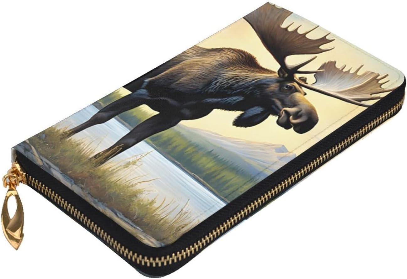 Moose Cute Deerfull Width Double-Sided Printed Long Wallet Is A Must-Have For Travel, Portable And Easy To Store In One