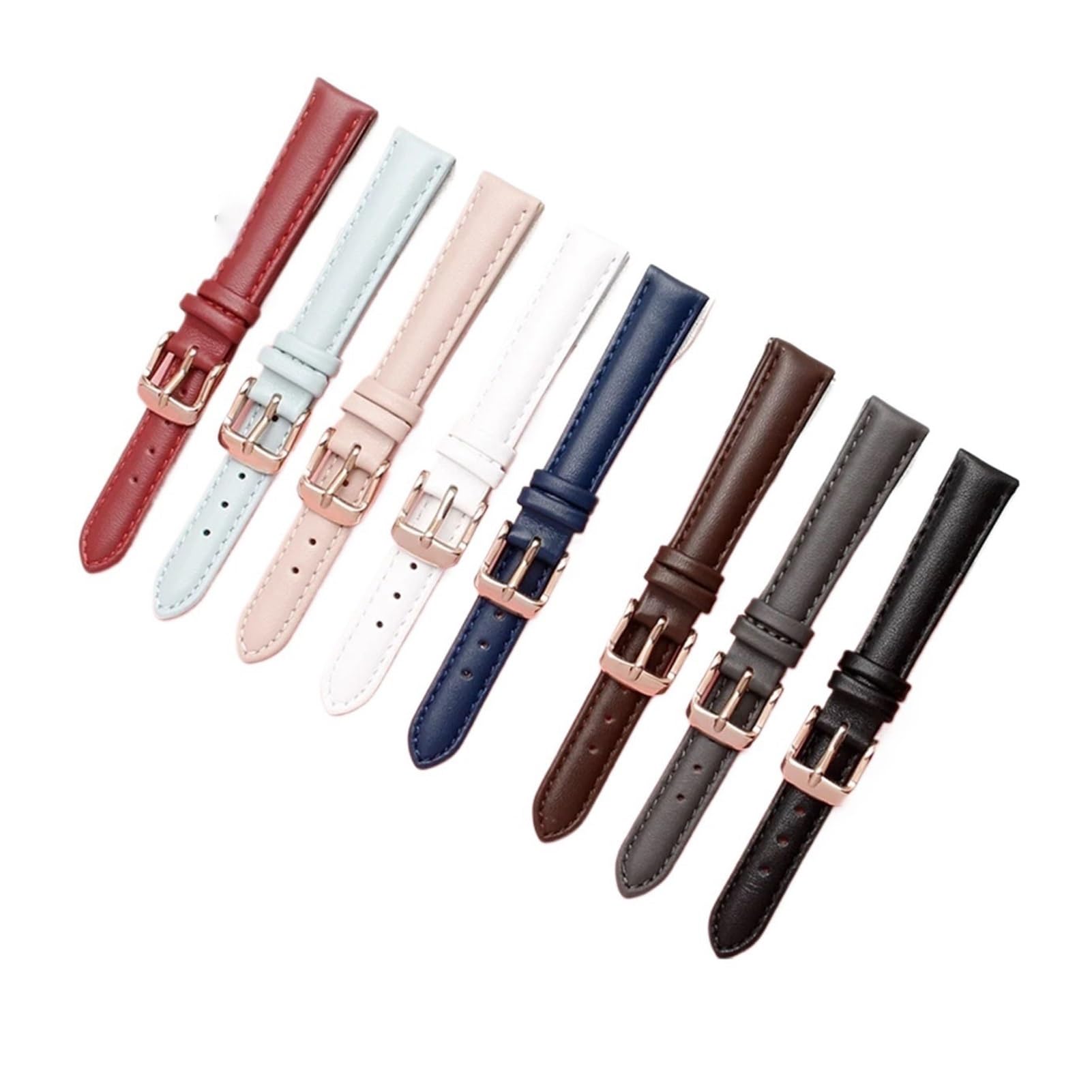 Bracelet de montre en cuir compatible avec Casio Citizen Fossil Bracelet de montre uni Folli Bracelet for femme Bleu Rose Marron 14 mm 16 mm 18 mm 20 mm