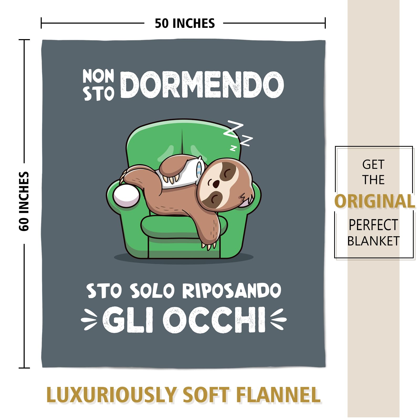 Niyewsor Regalos per Uomo Coperta, Regalo Uomo Compleanno, Festa del Papà Regali per Lui, Nonno, Papà, Marito, Zio, Fidanzato, Bradipo Flanella Coperta 130 x 150cm