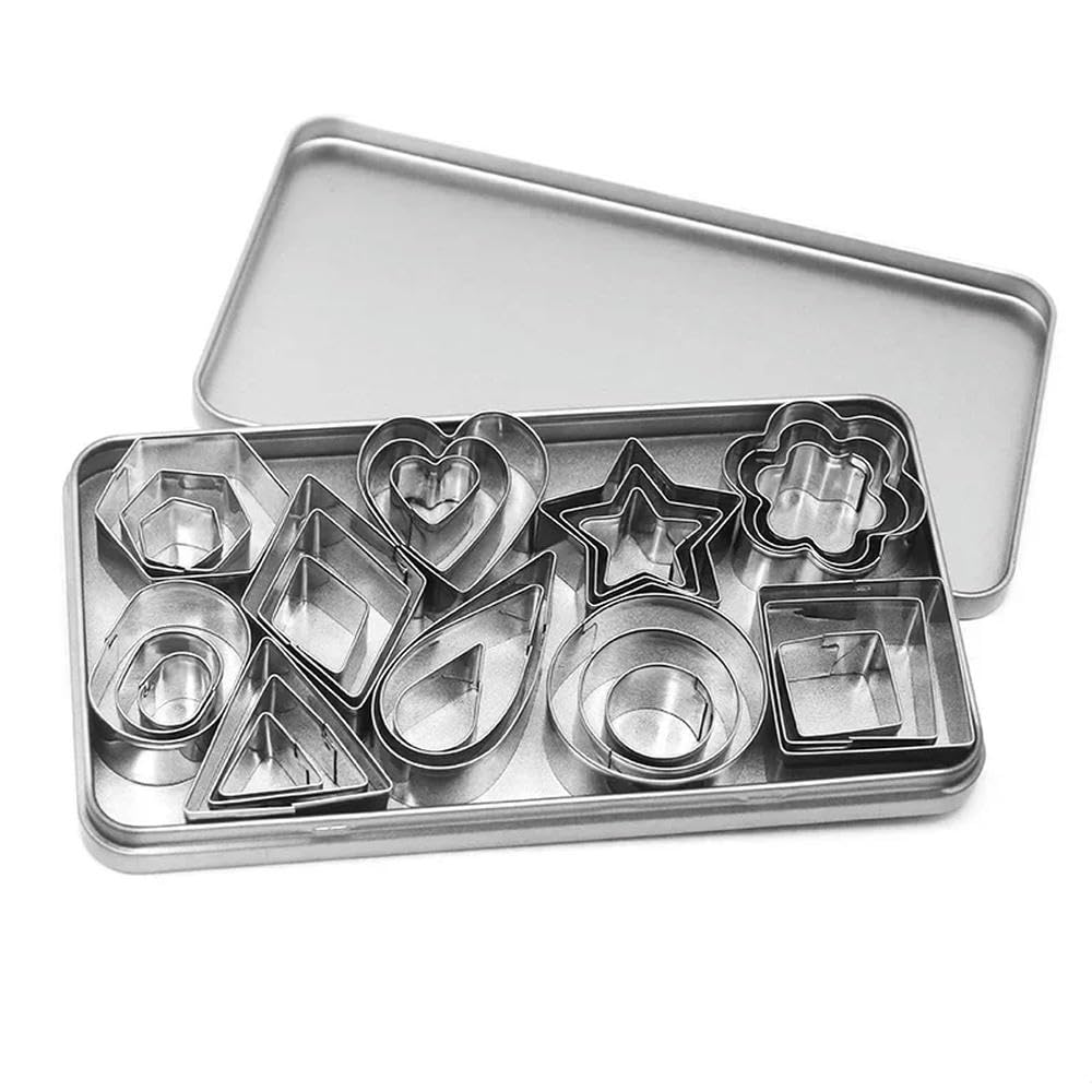 Juego de moldes for galletas acero inoxidable, 30 unidades cortadores con forma geométrica corazón, estrella y flor, for pasteles chocolate, utensilios for hornear repostería