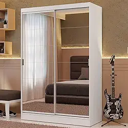 Guarda-roupa Solteiro Madesa Luke 2 Portas de Correr de Espelho - Branco