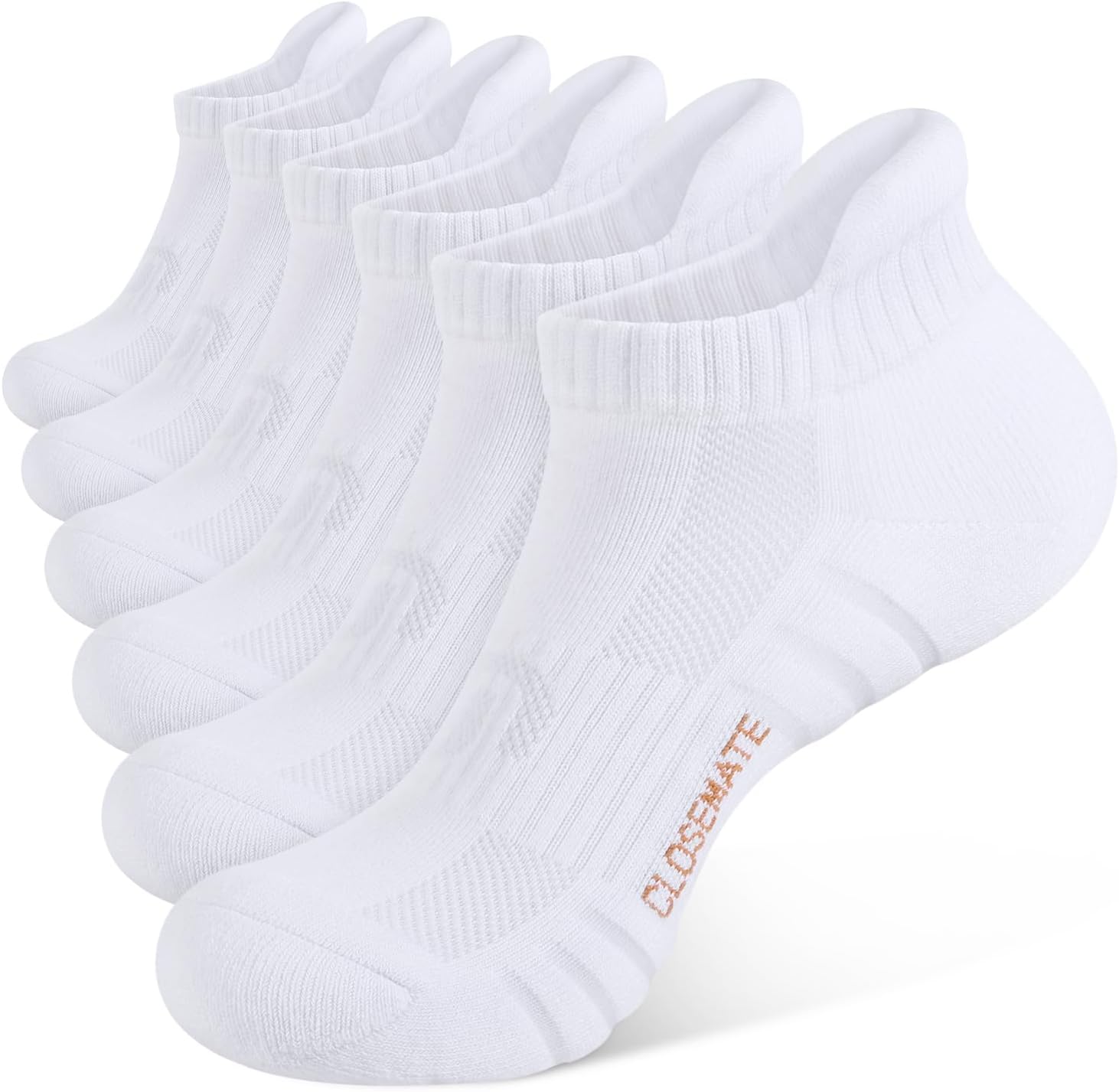 CLOSEMATE Athletic Running Ankle Socks for Men & Women Cushioned Breathable Low Cut Tab Socks with Arch Support 6 Pairs