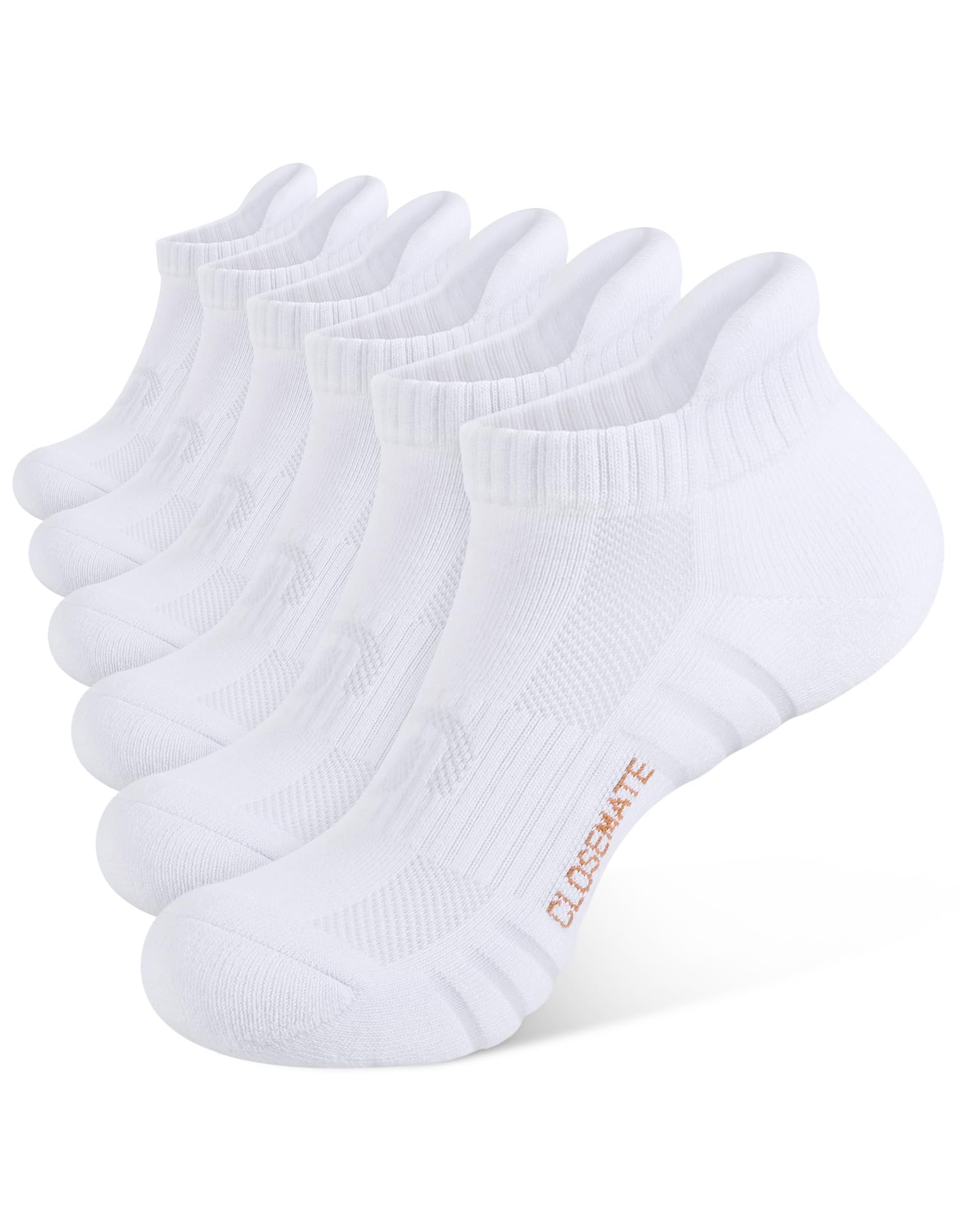 CLOSEMATE Athletic Running Ankle Socks for Men & Women Cushioned Breathable Low Cut Tab Socks with Arch Support 6 Pairs - 2