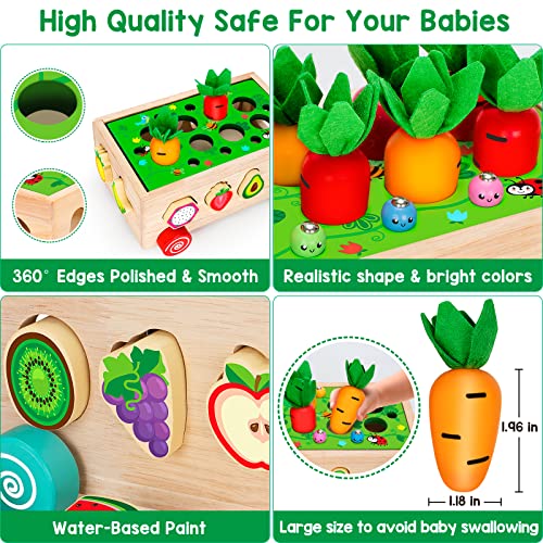 Baysing Montessori Toys For 2,3,4 Year Old Baby Boys And Girls, Carrots Harvest Game, Wooden Shape Sorting Toys Gifts For Toddlers, Kids Age 1-3, Wood Preschool Learning Fine Motor Skills Game #TOP2