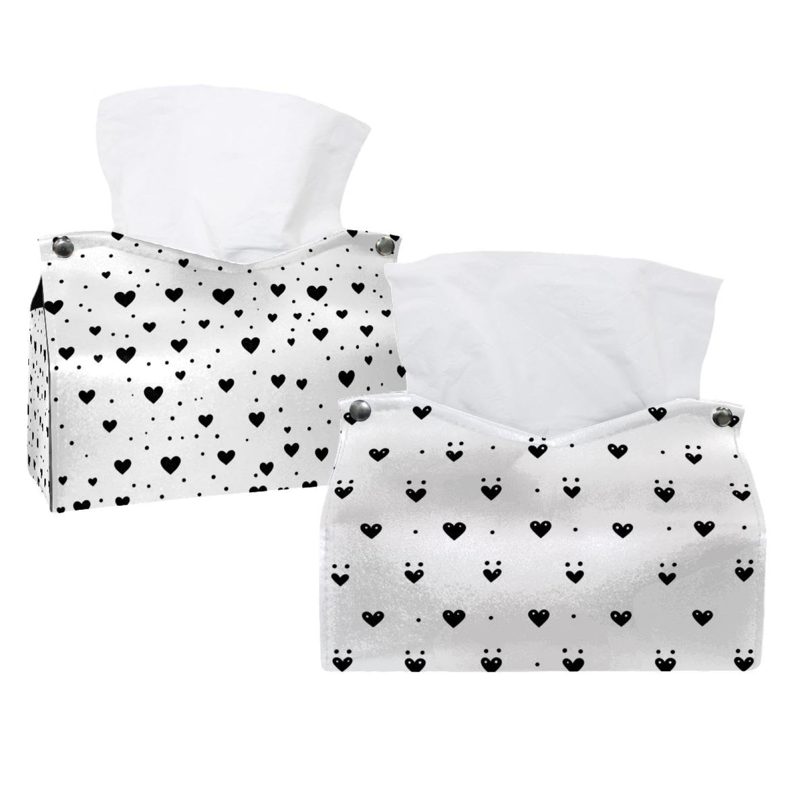 Housses de boîte à mouchoirs en tissu imprimé cœurs et pois raffinés
