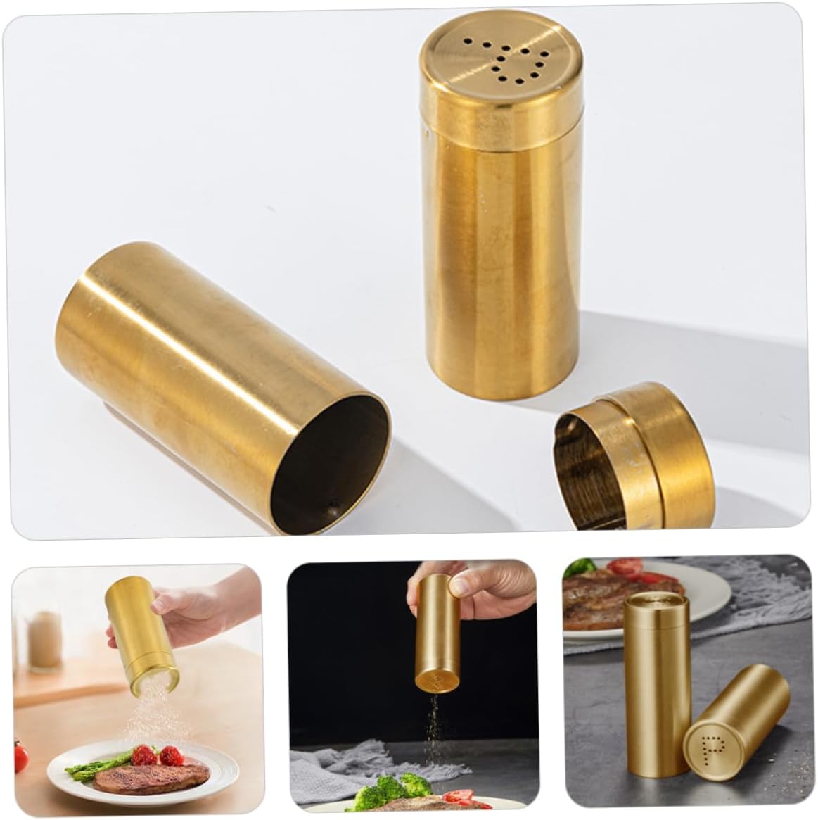 STOBAZA 2pcs Stainless Steel Rustic Spice Bottles Condiment Dispensers Salt Jars for Kitchen