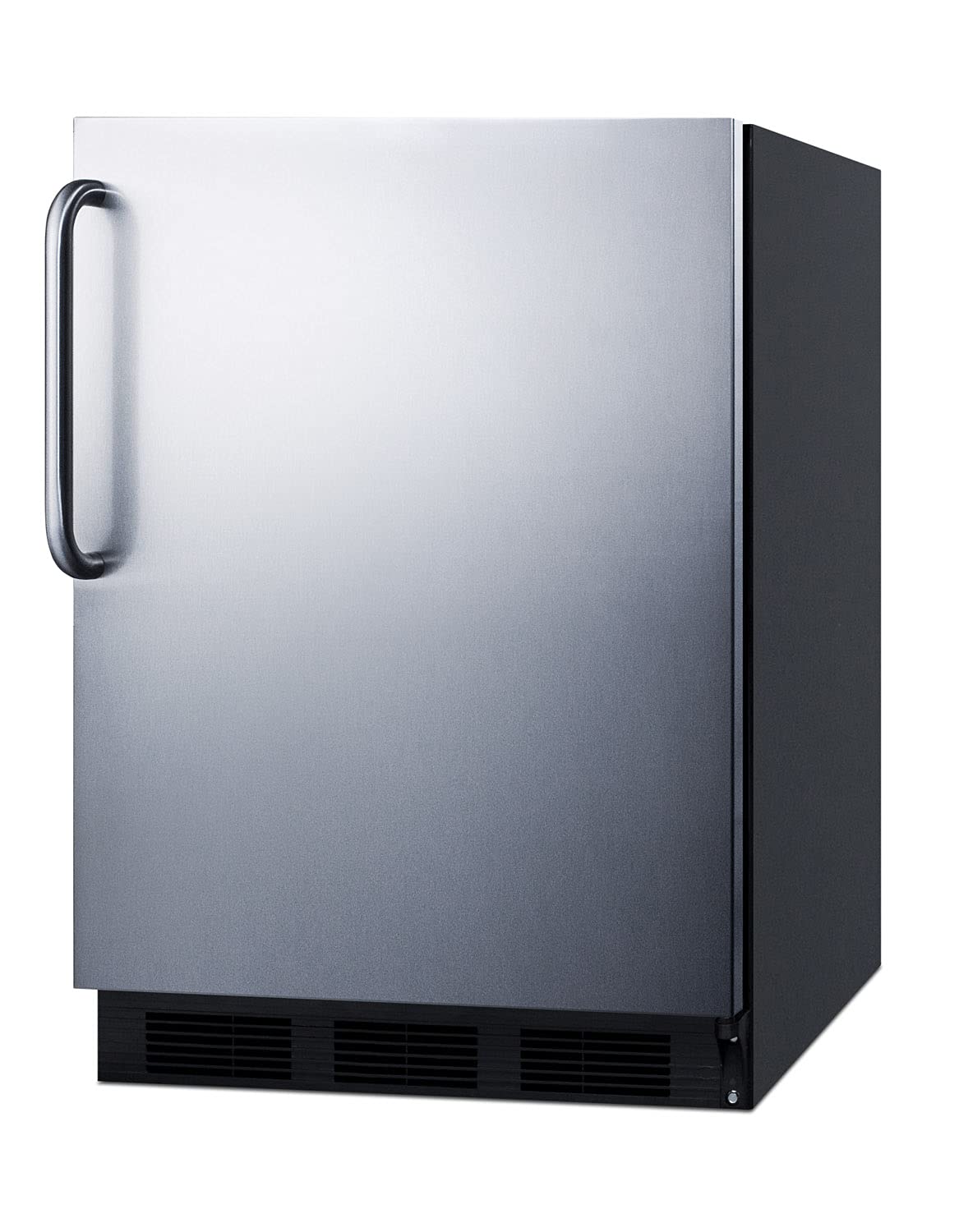 Summit FF63BKTB 24 Inch Wide 5.5 Cu. Ft. Compact Refrigerator with Adjustable Shelves and Towel Bar Handle - Stainless Steel on Fridge.com