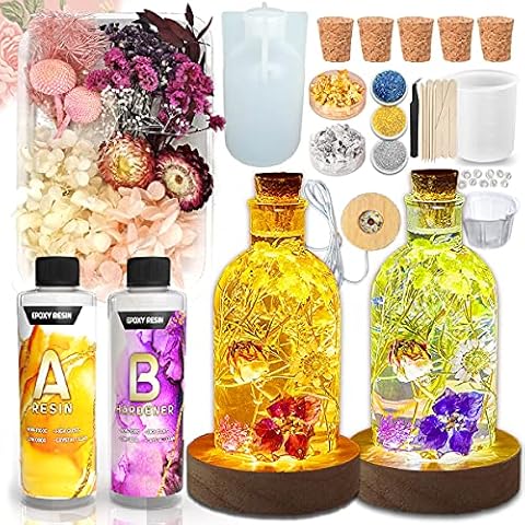 Zoncolor Bottle Resin Molds Silicone Kit - Night LED Light Lamp Bulb Art Craft Accessories Supplies and Tools DIY Unique Clear Bottle Shape Epoxy Molds and Stopper Cool Home Office Kitchen Decoration Cover