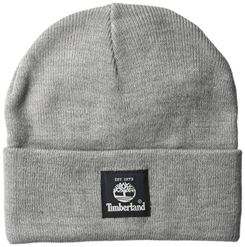 Timberland Short Watch Cap with Woven Label, Light Heather Grey 2, One Size