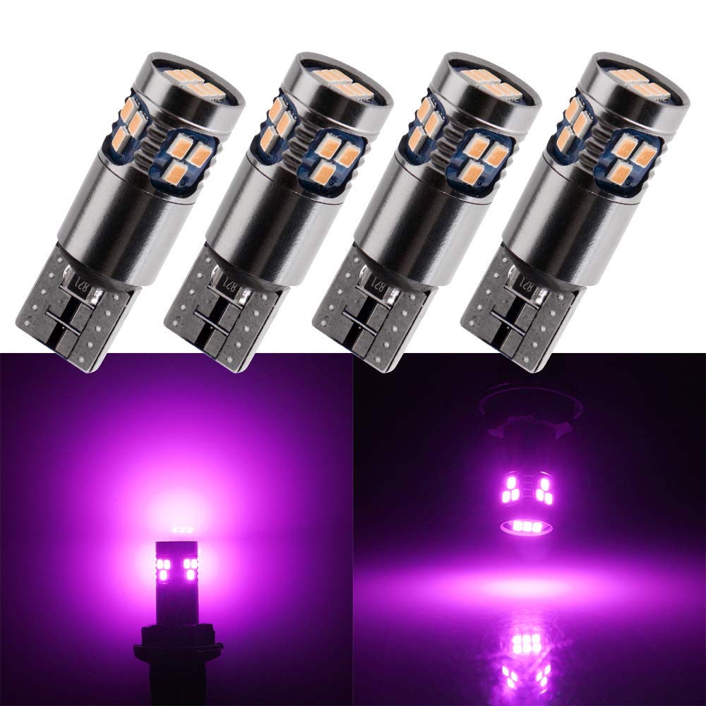 Qasim 4pcs T10 501 LED Bulbs Pink W5W 194 168 Lights Canbus No Error 2016-18SMD 450 Lumens for Car Side Lights Interior Dome Map Door Courtesy Number Plate Lights