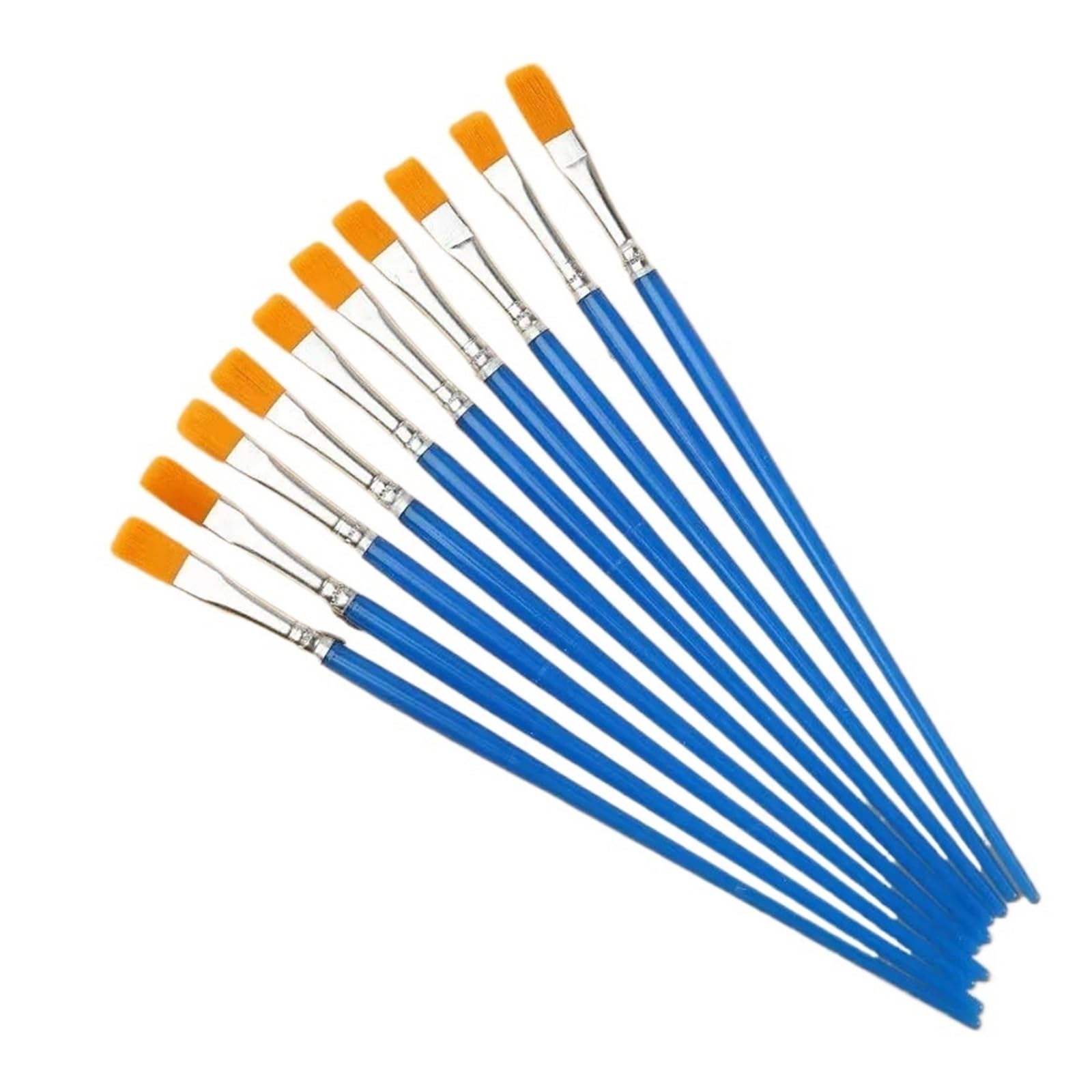 10/20/40PCS Paint Brushes Set Acrylic With Flat Round Pointed Craft Watercolor Oil Painting Supplies(10pcs-flat head)