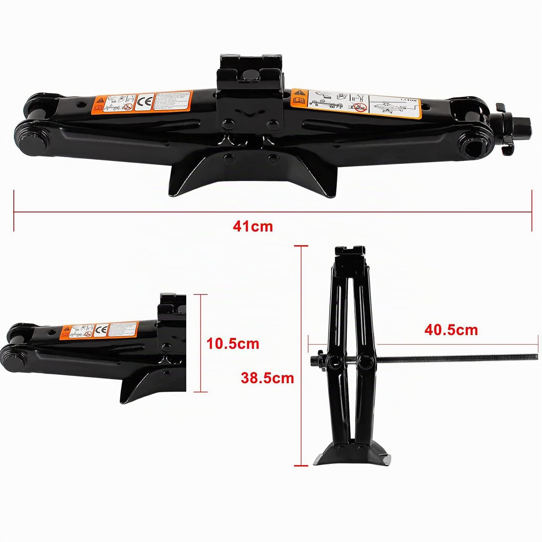 Forever Speed Meccanico Cric a pantografo Cric a manovella Sollevatore Auto Cambio gomme Attrezzo Sollevatore a Forbice Manovella (Nero, 1.5T)