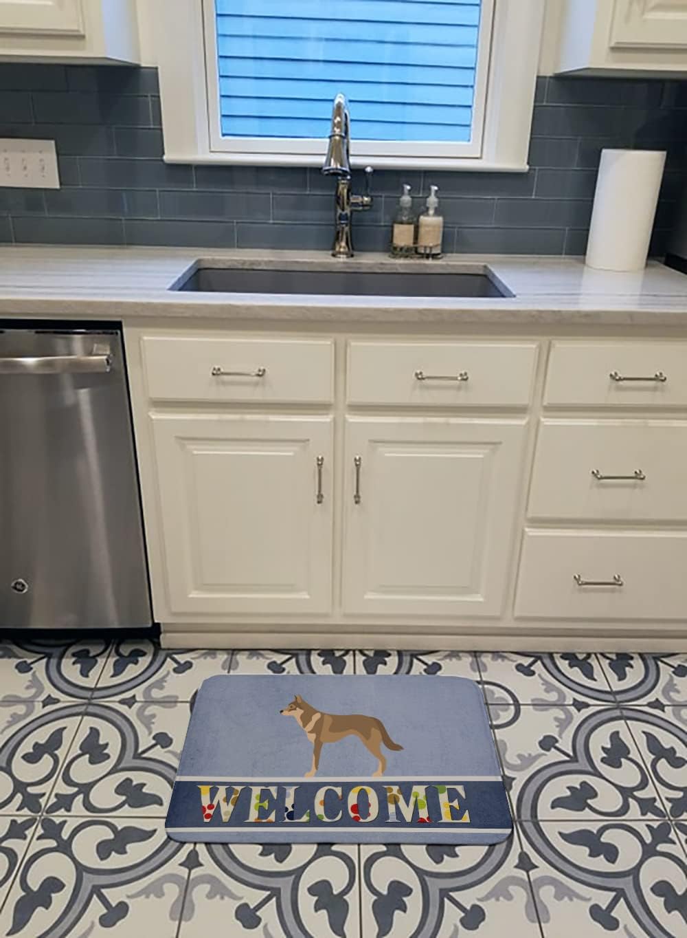 Caroline's Treasures BB8335RUG Czechoslovakian Wolfdog Bath Mat Machine Washable Anti-Fatigue Memory Foam Kitchen Rug, 19 X 27, Multicolor