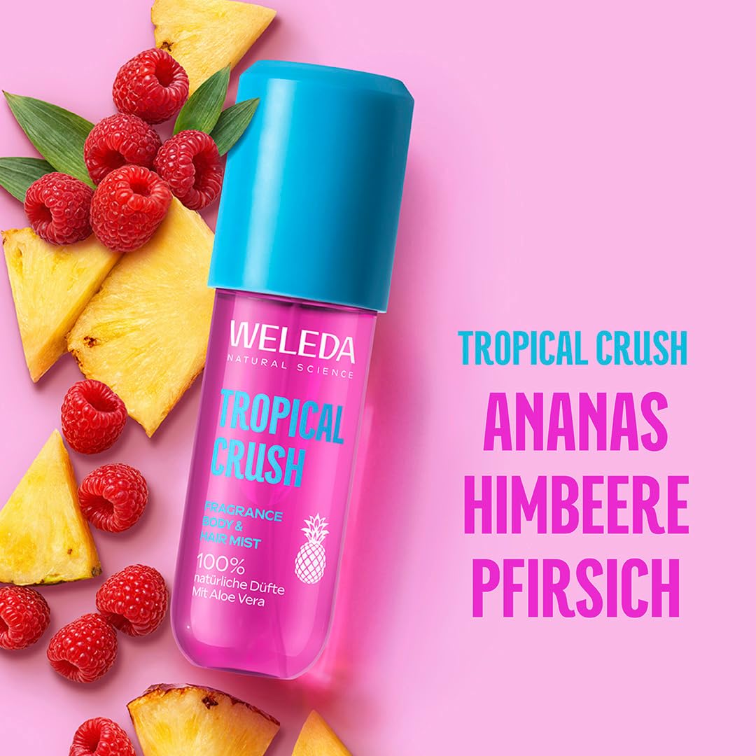WELEDA Bio Fragrance Body & Hair Mist Tropical Crush - Naturkosmetik Bodyspray/Körperspray mit Mango, Himbeere & Ananas Duft erfrischt Haut & Haare (vegan, 95ml) - 3