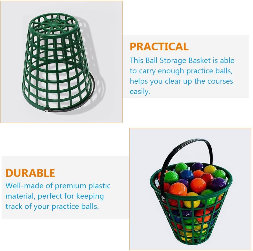 Veemoon Stainless Steel Container Basket Container Bucket Wire Range Buckets Stadium Accessories for Outdoor Green Holds 100 Balls 2pcs Exercise Accessories