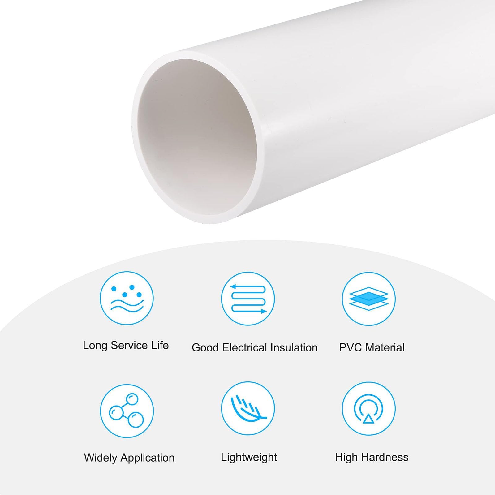 TA-VIGOR Tuyau rond rigide en PVC de 67,8 mm de diamètre intérieur et 75 mm de diamètre extérieur, 0,35 m de long, canal droit à fort impact pour décoration à faire soi-même, système de