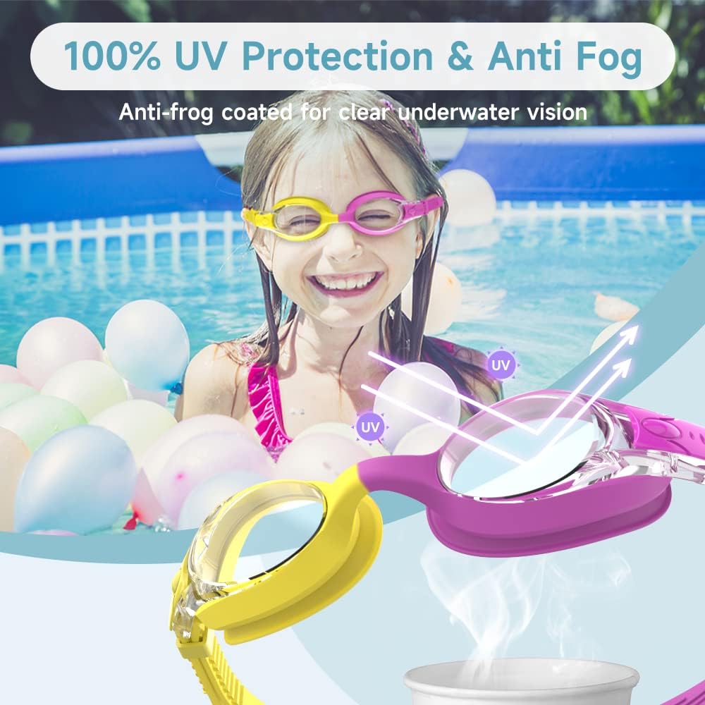 findway Kids Swim Goggles, Kids Swimming Goggles Anti-fog No Leaking Girls Boys for Age 3-12 - Image 4