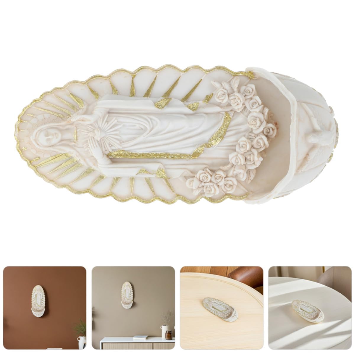 HANABASS Decorazione Murale Elegante e Facile da Pulire in Ceramica Beige 2 Pezzi per Prima Comunione per Pareti di Chiese e Casa