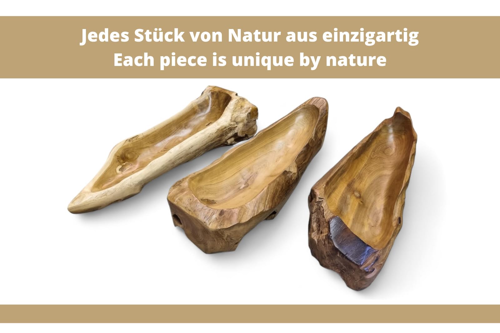 Kinaree Große Holzschale aus Teak-Wurzelholz 55–65 cm – Handgefertigte Obstschale aus Massivholz – Organische Dekoschale & Servierschale – Unikat