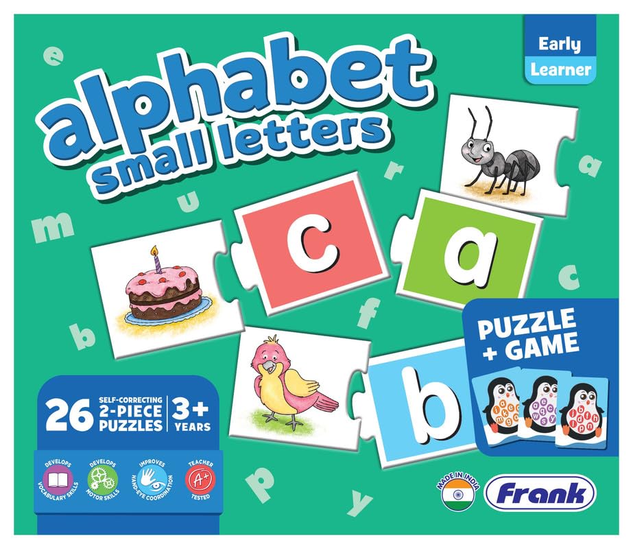 Image of Frank Alphabet Small Letters Puzzle & Game | Fun & Interactive Self-Correcting Jigsaw Puzzle with Penguin Letter Lotto for Kids 3+ Years | Educational Toy for Letter Recognition, Focus & Motor Skills