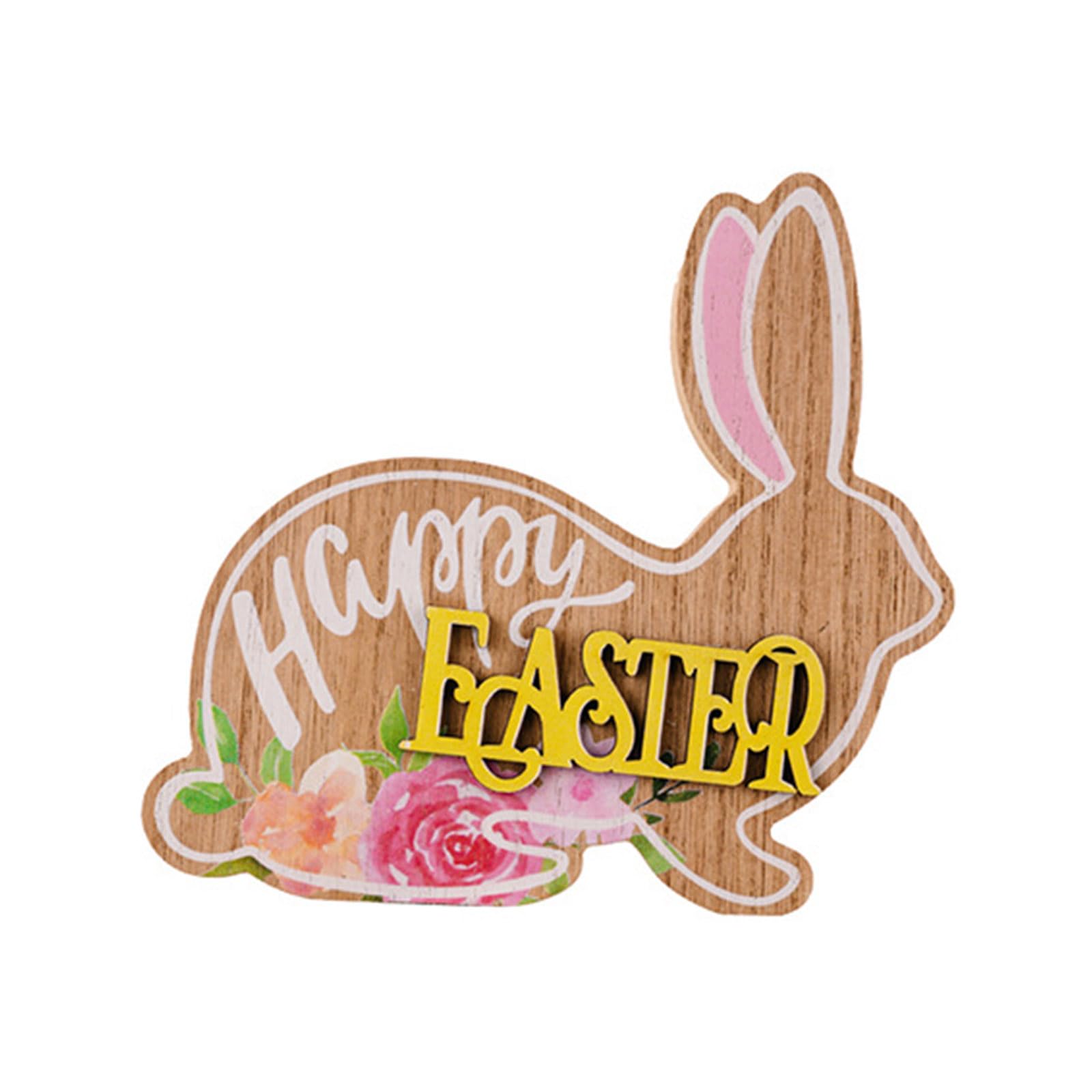 Tsophreniq Ornaments Rabbit-shaped Decorations Items Wood Decoration & Hangs Yard Statues and Sculptures Easter Ornaments Wood