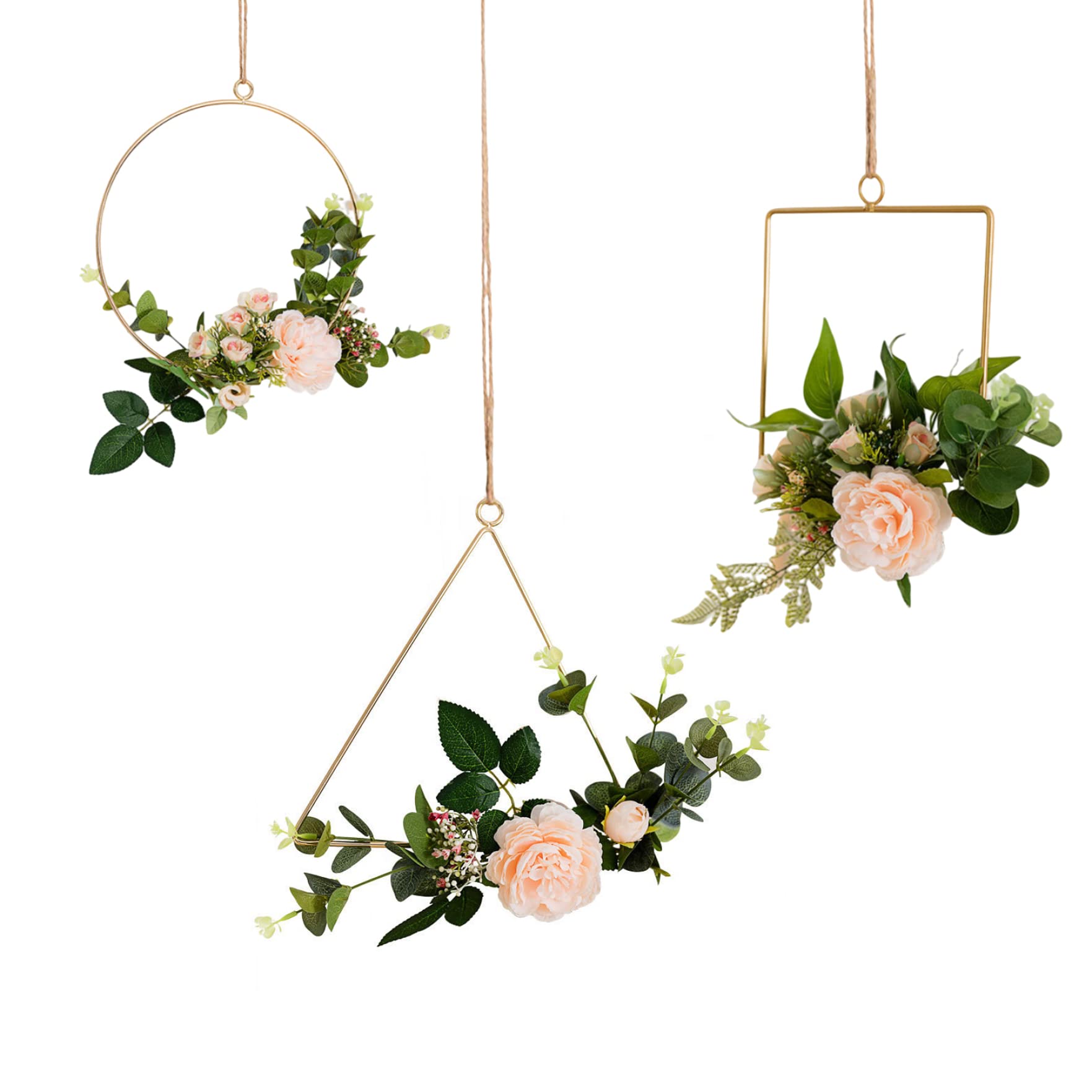 Couronne de fleurs suspendues haut de gamme au design de camélia champagne