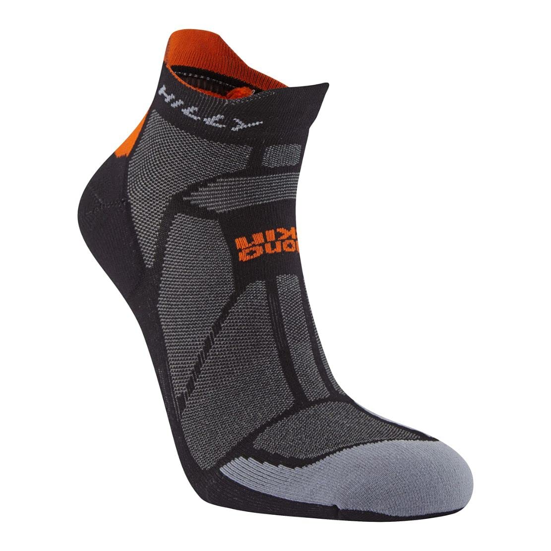 Hilly Socks, Marathon Fresh - Socklet - Min Cushioning, Black/Orange XL