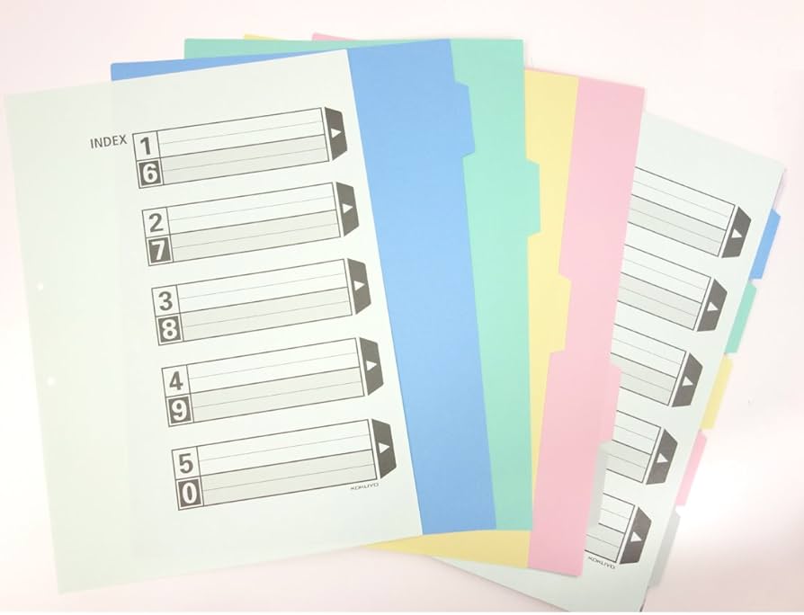 専用　4枚 Amazon | コクヨ インデックス ファイル 仕切カード A4 4穴 5山